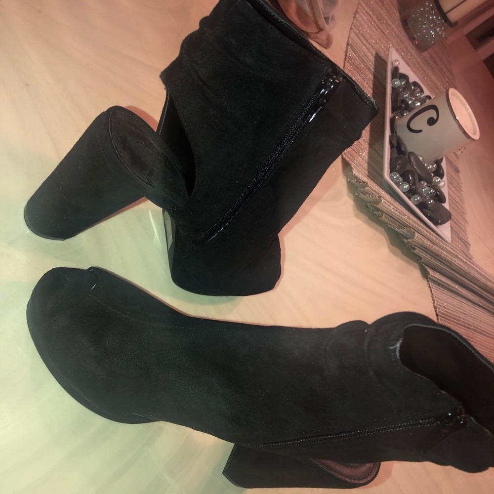 Open toe bootie heels